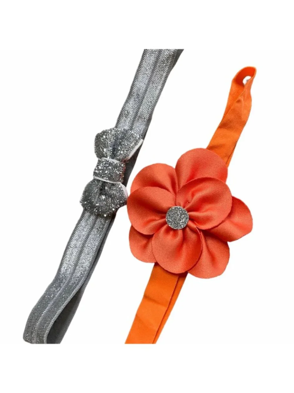 Carter’s Baby Girls Halloween Headband Set Orange Flower & Gray Glitter Bow 0–24